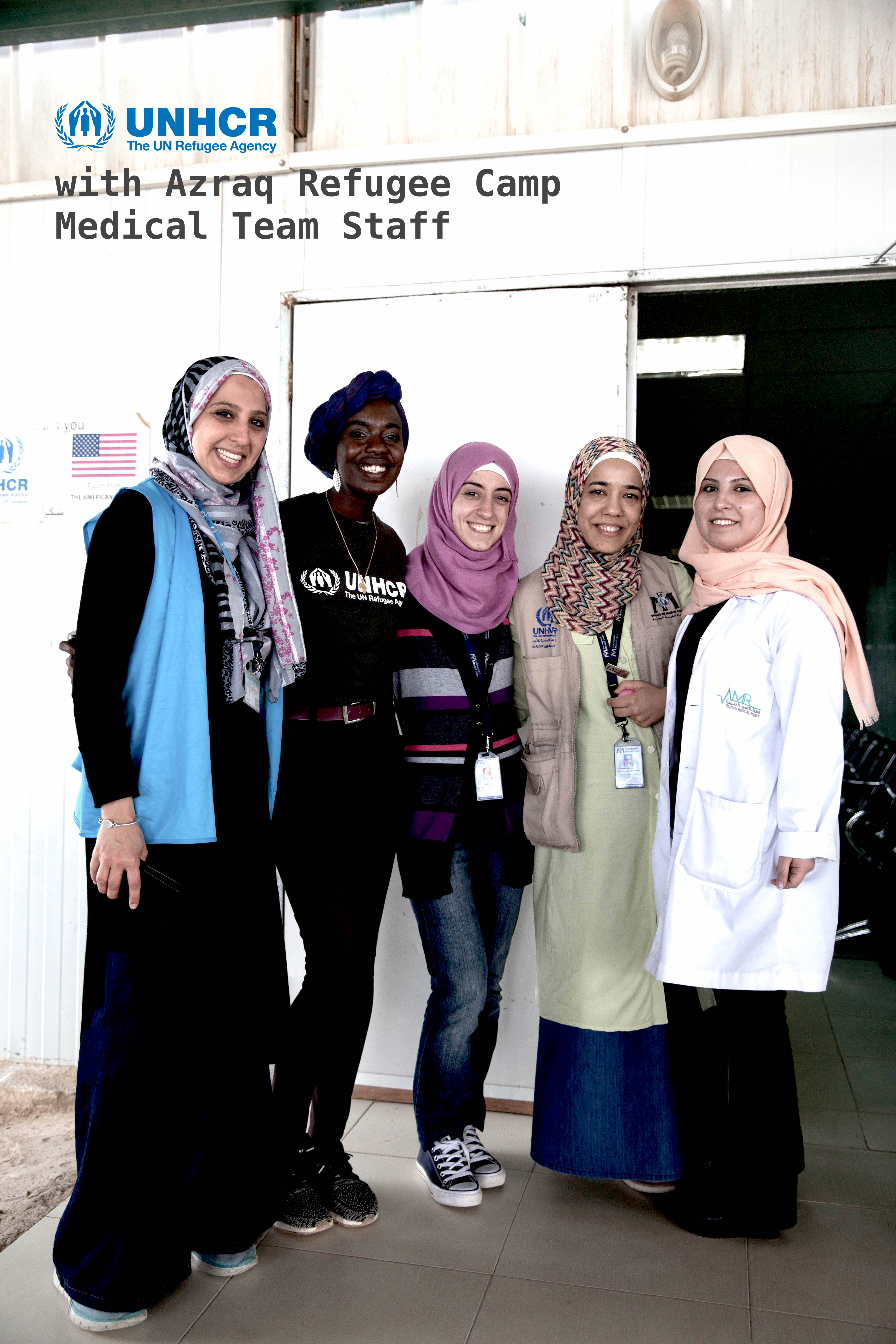 Azraq Refugee Camp Jordan Health team with Emi Mahmoud